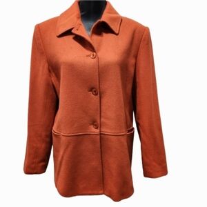 Wool Cashmere Rust Orange CLEO Lined Blazer Jacket (12)